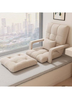 TAPIT Floor Sofa with Back Support and Armrest 5 Reclining Poistion Adjustable Floor Chair Folding Gaming Recliner Chair Floor Lounge Chair with Cushion for Gaming Reading (C-Beige)  - Image 1