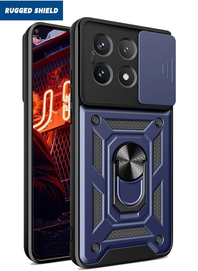 RUGGED SHIELD Xiaomi POCO X6 Pro 5G Case, Xiaomi POCO X6 Pro Case with Slide Camera Cover, Military Grade Heavy Duty Shockproof Phone Case Cover with Ring Kickstand for Xiaomi POCO X6 Pro 5G, Blue  - Image 1