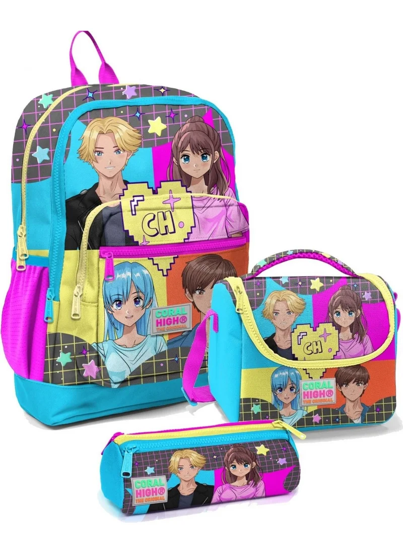 CORAL HIGH Primary School Bag Set Blue Pink Anime - Girl