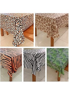 5pcs Animal Print Table Covers,Safari Animal Tablecloth,Jungle Animal Striped Tablecloth,Zoo Print Tablecloth Party Supplies for Jungle Animal Theme Birthday Party (Black Green)