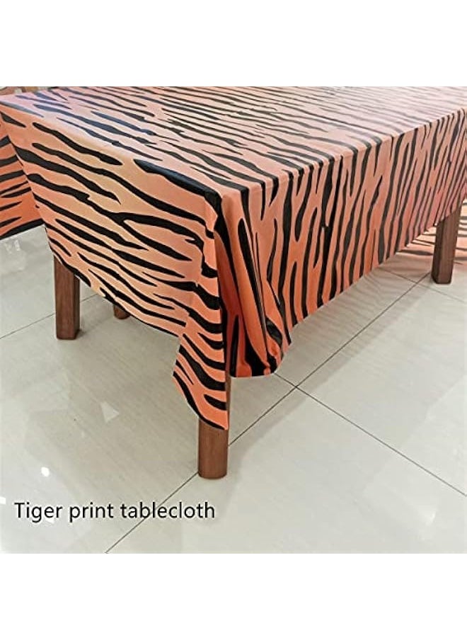 NIBEMINENT - 5pcs Animal Print Table Covers,Safari Animal Tablecloth,Jungle Animal Striped Tablecloth,Zoo Print Tablecloth Party Supplies for Jungle Animal Theme Birthday Party (Black Green) - Image 1