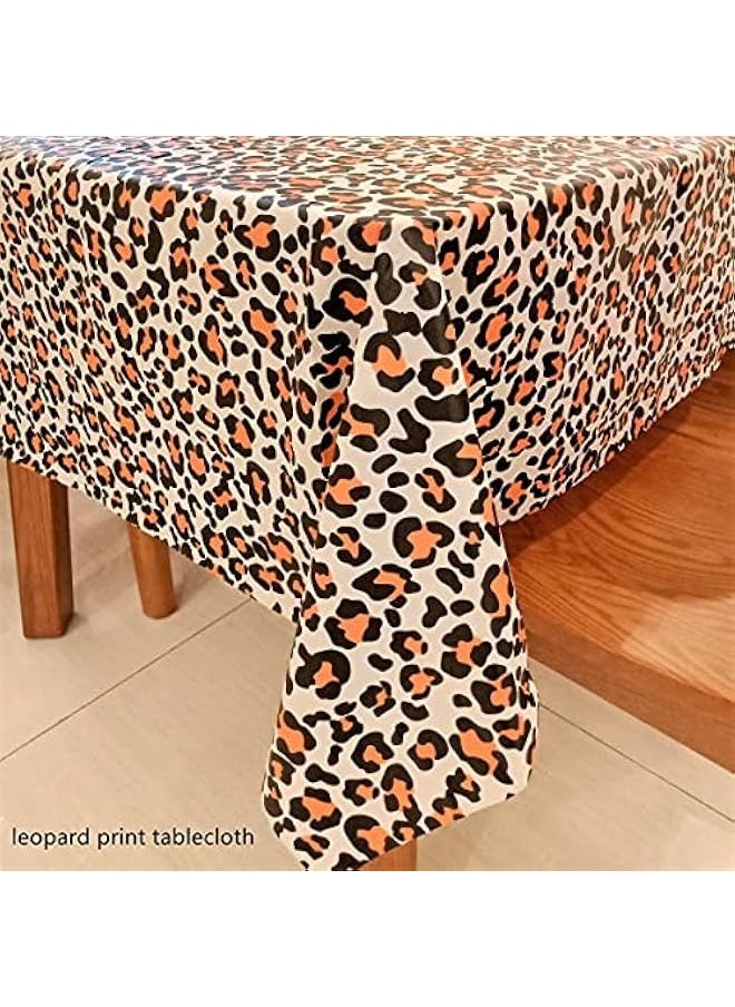 NIBEMINENT - 5pcs Animal Print Table Covers,Safari Animal Tablecloth,Jungle Animal Striped Tablecloth,Zoo Print Tablecloth Party Supplies for Jungle Animal Theme Birthday Party (Black Green) - Image 1