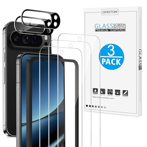 OMOTON 32 Pack for Google Pixel 10 Pro XL Screen Protector 68 Inch 2025 3 Tempered Glass Film and 2 Camera Lens Protector Bubblefree Easy Installation Not for Pixel 10 Pro 10 - Image 1