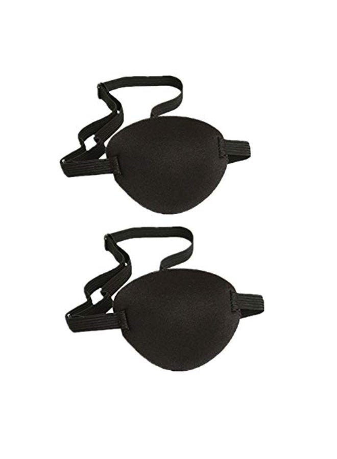 RUITASA 2 Pcs Adult Kids Black Adjustable Soft and Comfortable Pirate Eye Patch Single Eye Mask for Amblyopia Lazy Eye - Image 1