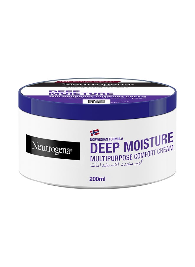 Neutrogena Norwegian Formula Deep Moisture Comfort Cream Multipurpose Cream For Hands Face And Body, 200ml blue 200ml - Image 1