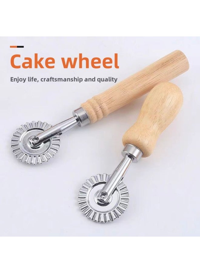 Spot Stainless Steel Pancake Cutter Oak Pancake Cutter Pancake Wheel Pizza Cutter Biscuit Mould-Specifications:Oak Short Handle Large-Color:White - Image 3