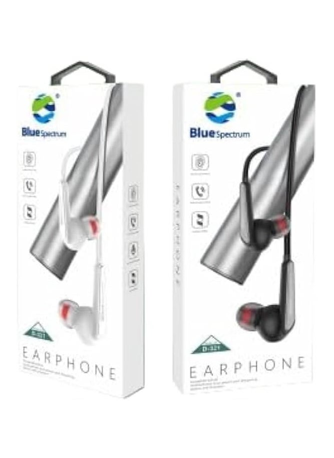 Blue Spectrum - Blue Spectrum D-321 Wired In-Ear Earphones with Microphone - Black Headphones Headset - Image 1
