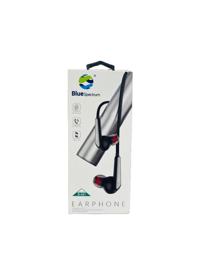 Blue Spectrum - Blue Spectrum D-321 Wired In-Ear Earphones with Microphone - Black Headphones Headset - Image 1