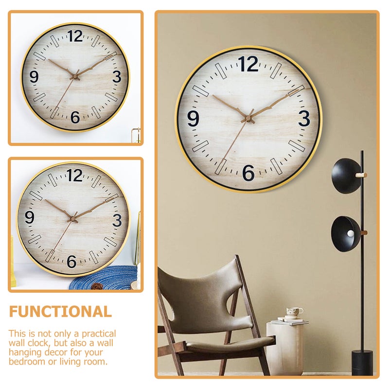 Household Clock Wall Hanging Clock Simple Style Round Clock Office Mute Wall Clock without Battery - Image 2
