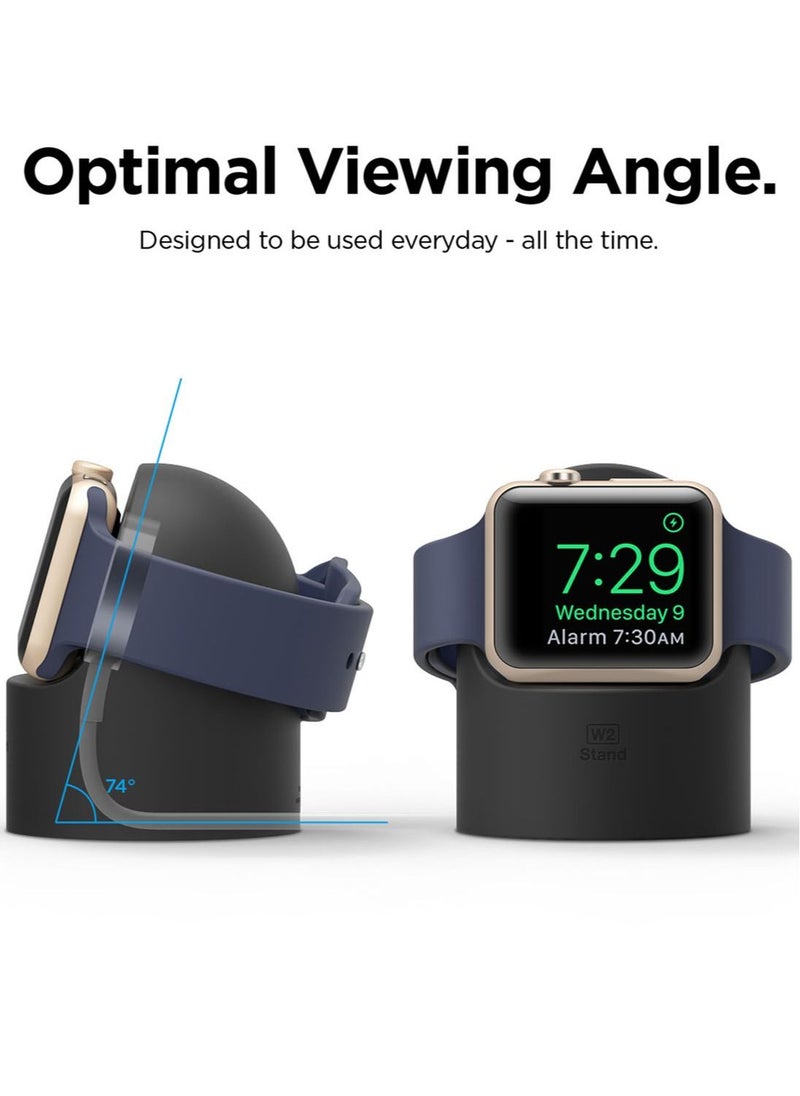 W2 Stand for Apple Watch Charger Stand compatible with Apple Watch Ultra, Series 8/SE2/7/6/SE/5/4/3/2/1 (49mm,45mm,44mm,42mm,41mm,40mm,38mm) - Black