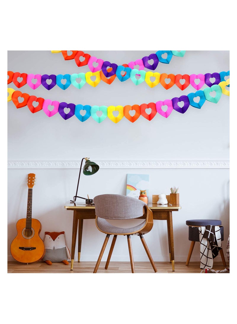 Zikra 6 Pieces 10 Feet Colorful Heart Banner Colorful Party Paper Garland Heart Shape Hanging Decorations for Birthday Party Wedding Decorations - Image 3