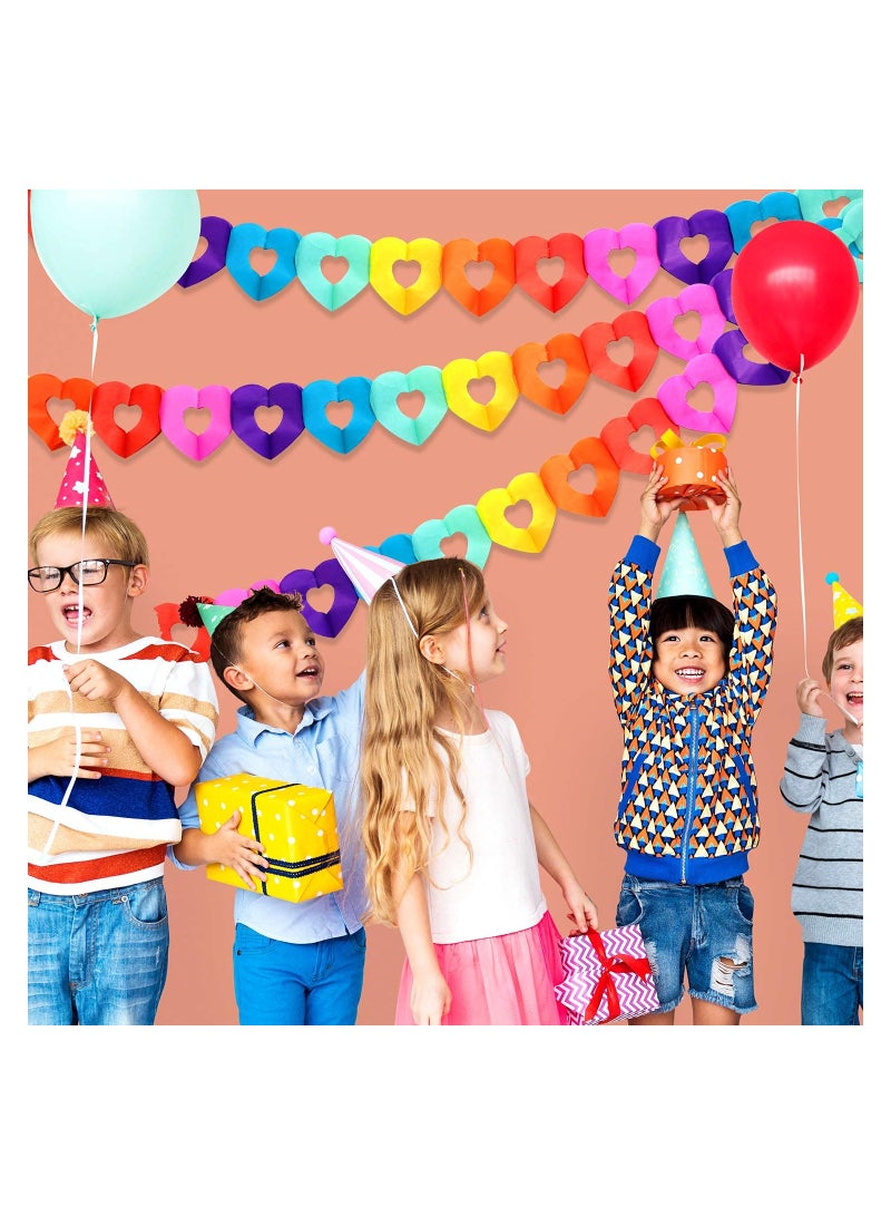 Zikra 6 Pieces 10 Feet Colorful Heart Banner Colorful Party Paper Garland Heart Shape Hanging Decorations for Birthday Party Wedding Decorations - Image 5