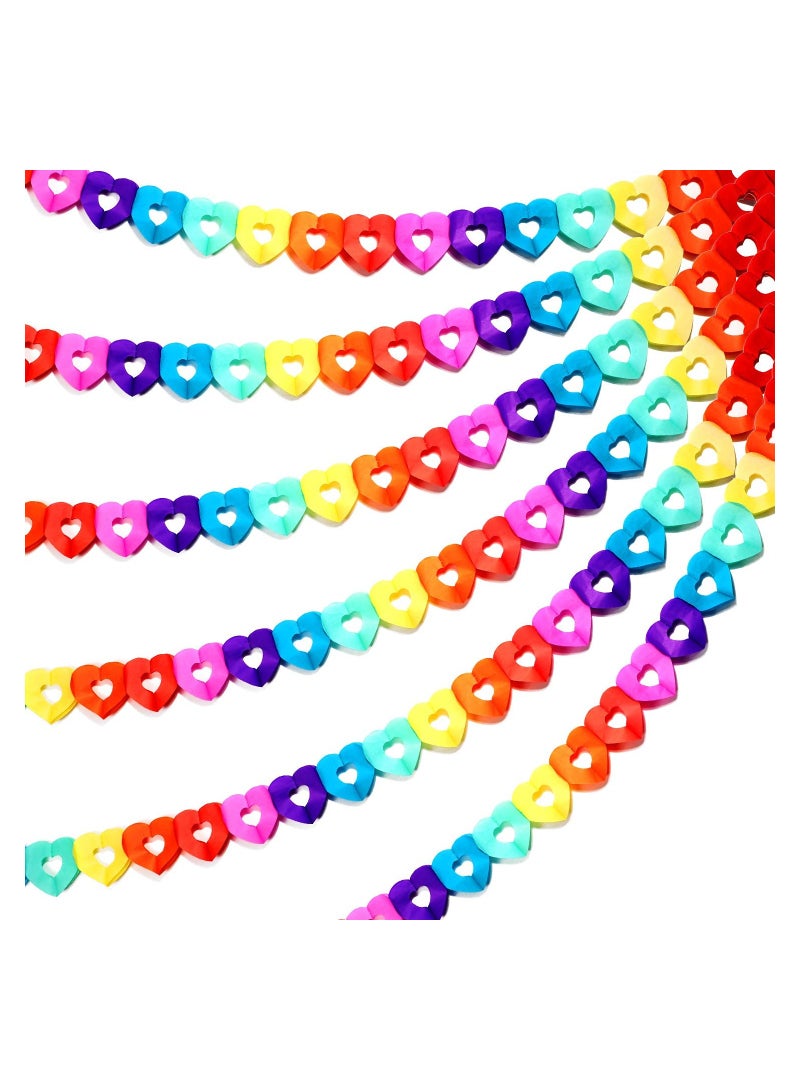 Zikra 6 Pieces 10 Feet Colorful Heart Banner Colorful Party Paper Garland Heart Shape Hanging Decorations for Birthday Party Wedding Decorations - Image 1