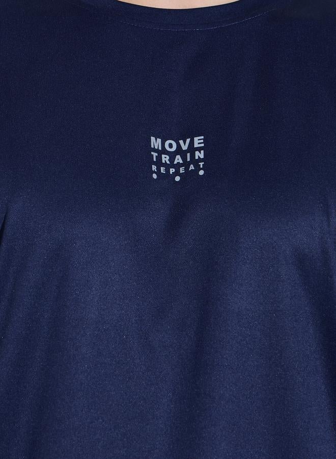 Styli Active Men Navy Blue Long Sleeves Regular Fit Running T-Shirt - Image 3