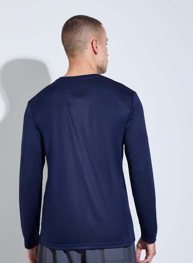 Styli Active Men Navy Blue Long Sleeves Regular Fit Running T-Shirt - Image 4