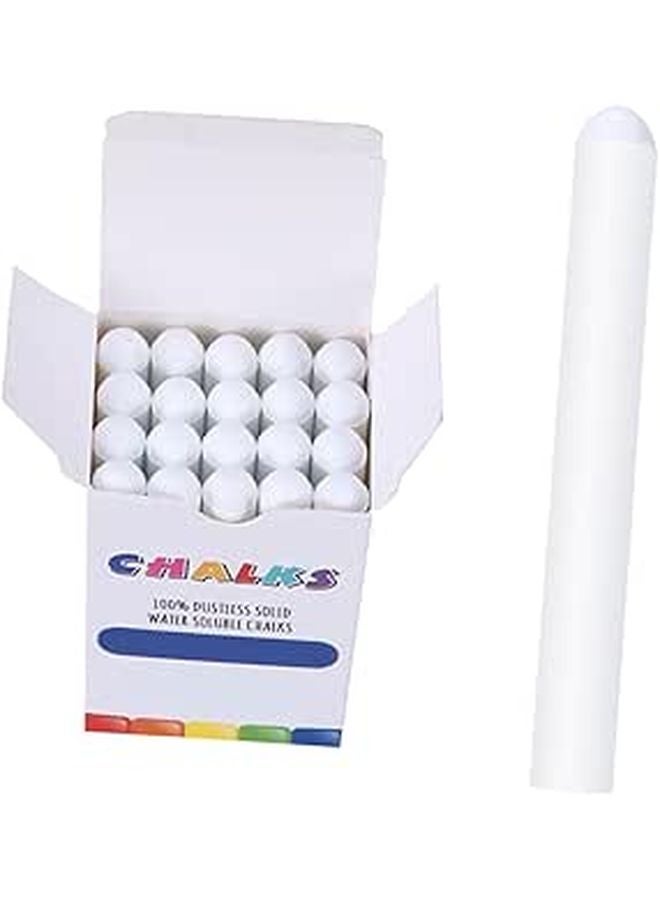 20 Pack Dustless White Chalk Washable Water Soluble Eco Friendly for Blackboard Sidewalk Drawing - Image 1