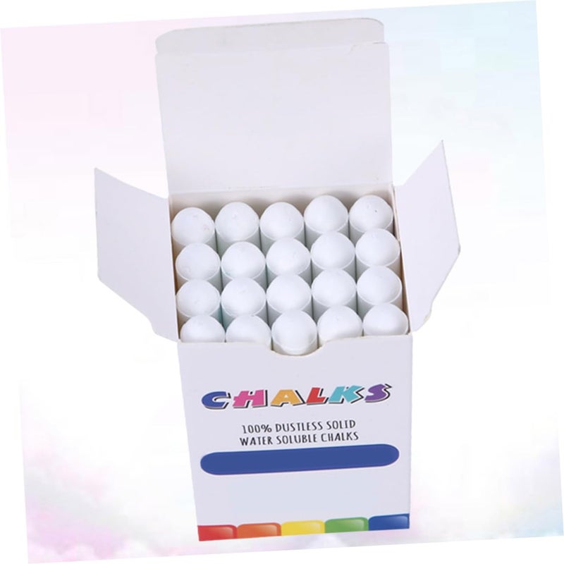20 Pack Dustless White Chalk Washable Water Soluble Eco Friendly for Blackboard Sidewalk Drawing - Image 3