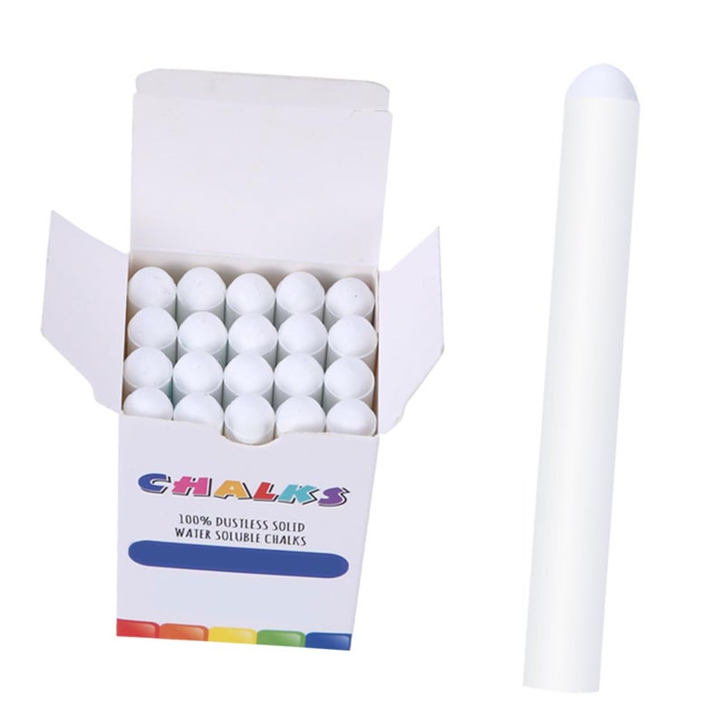 20 Pack Dustless White Chalk Washable Water Soluble Eco Friendly for Blackboard Sidewalk Drawing - Image 2