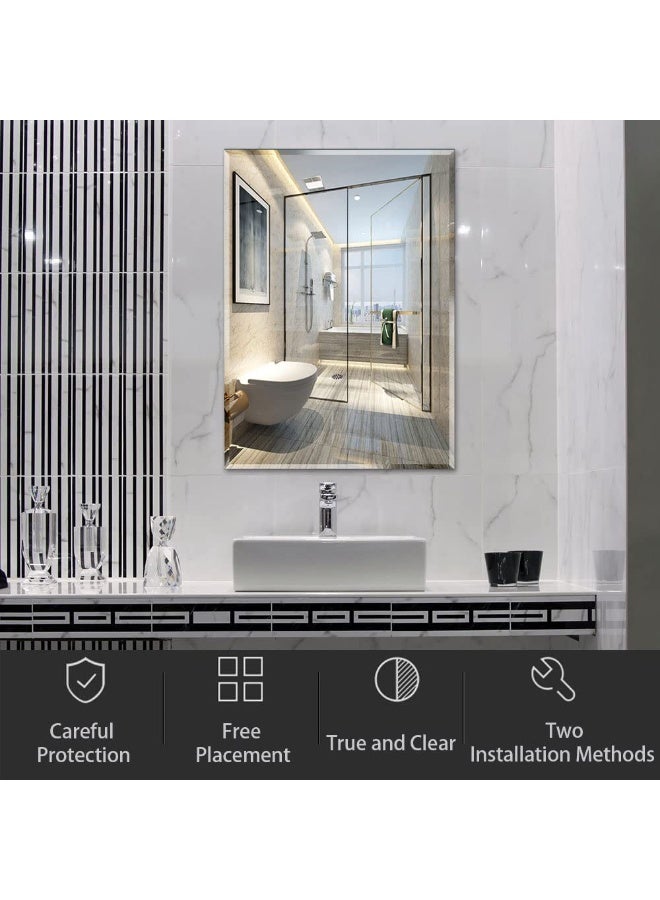 Bathroom Mirror Vanity Makeup Mirror Wall Mounted Frameless Rectangular Mirror for Bathroom Vanity Bedroom Dressing Table Vertical or Horizontal Hanging (80 * 100cm)  - Image 5