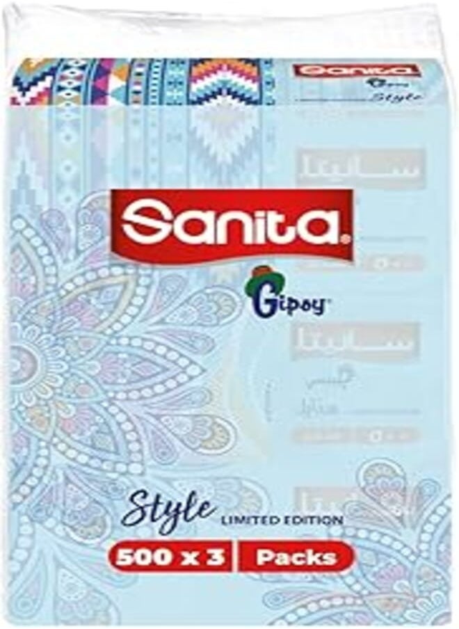 Sanita Sanita Gipsy Sheet Style Facial Tissues Set 500 x 3-Pack 
