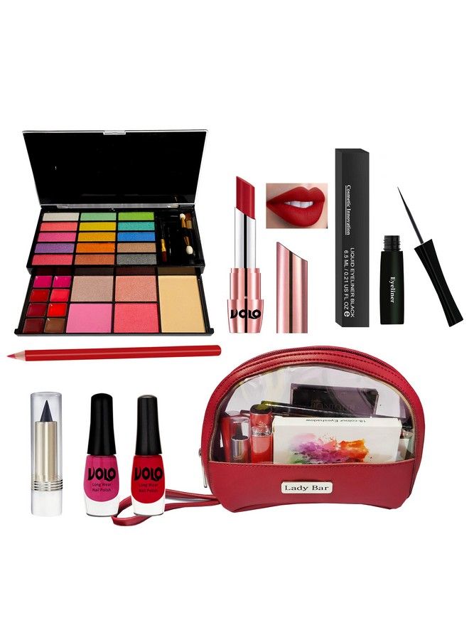 Volo All In One Makeup Kit For Women(15 Color Eye Shadow4 Blusher1 Comapct8 Colors Lip Pallet 1 Pcs Eye Liner 1 Lipstick Beauty Gift Set For Ladies - Image 2