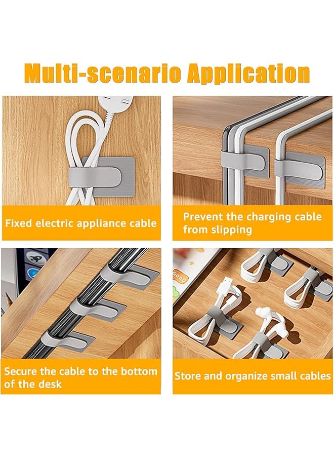 erorex - Y Hook And Loop Cable Management Under Desk 80Pcs Self Adhesive Cable Ties Reusable Wire Organizers For Cords Adjustable Cable Straps Clips Home Office Essentials Gray - Image 1