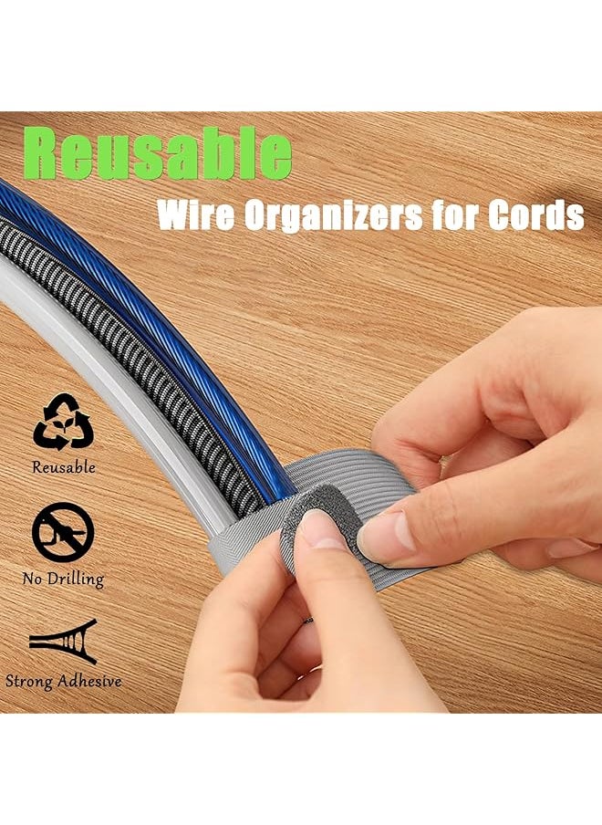 erorex - Y Hook And Loop Cable Management Under Desk 80Pcs Self Adhesive Cable Ties Reusable Wire Organizers For Cords Adjustable Cable Straps Clips Home Office Essentials Gray - Image 1