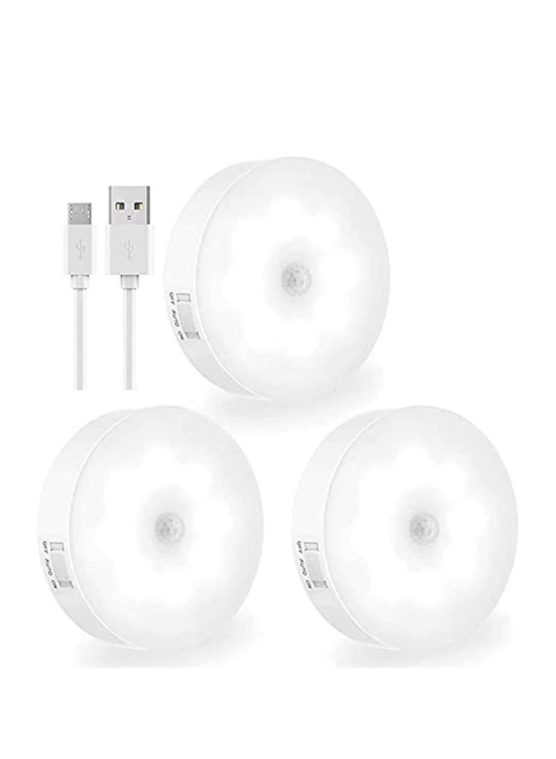 BLUE CORAL 3-Pack Motion Sensor LED Night Light USB Rechargeable Energy-saving Intelligent Body Induction Lamp For Bedroom Washroom Stairs (3 PACKS) - Image 1