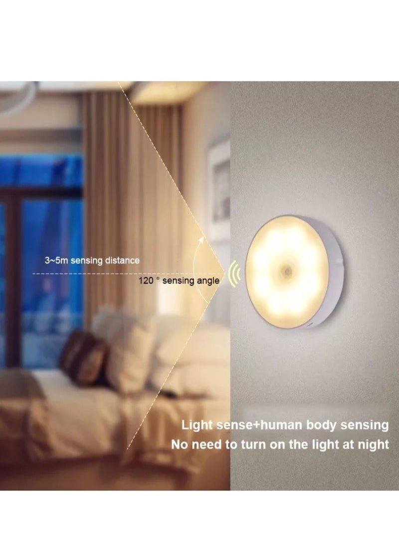 BLUE CORAL 3-Pack Motion Sensor LED Night Light USB Rechargeable Energy-saving Intelligent Body Induction Lamp For Bedroom Washroom Stairs (3 PACKS) - Image 3