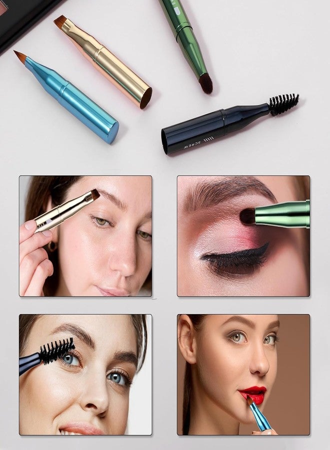TWINZEN 4in1 Makeup Brush Set, Portable Travel Size Make Up Brushes - Detachable Eyeshadow, Eyebrow, Screw, Lip Brush for Foundation, Concealer, Powder Liquid (Multicolor) - Image 5