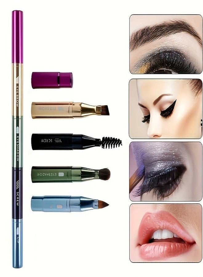 TWINZEN 4in1 Makeup Brush Set, Portable Travel Size Make Up Brushes - Detachable Eyeshadow, Eyebrow, Screw, Lip Brush for Foundation, Concealer, Powder Liquid (Multicolor) - Image 4