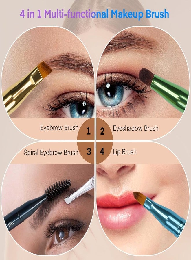 TWINZEN 4in1 Makeup Brush Set, Portable Travel Size Make Up Brushes - Detachable Eyeshadow, Eyebrow, Screw, Lip Brush for Foundation, Concealer, Powder Liquid (Multicolor) - Image 2