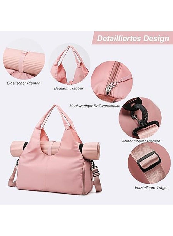 Generic Sports Bag Lady's Yoga Bag Large Travel Bag with Shoe Compartment & Multiple Pockets, Yoga Mat Waterproof Tote Bag, Sports Travel Yoga Lightweight Weekend Fitness Bag Training Bag (Pink) - Image 5