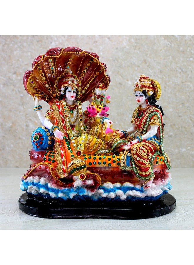 ESPLANADE - Resin Vishnu with Laxmi in Ksheer Sagar - Lakshmi Narayan Murti Idol Statue Sculpture - Pooja Articles - Multicolour - 10" Inches, Idol - Image 1