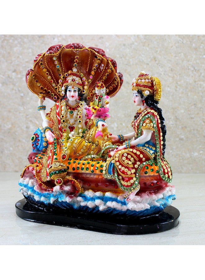 ESPLANADE - Resin Vishnu with Laxmi in Ksheer Sagar - Lakshmi Narayan Murti Idol Statue Sculpture - Pooja Articles - Multicolour - 10" Inches, Idol - Image 2