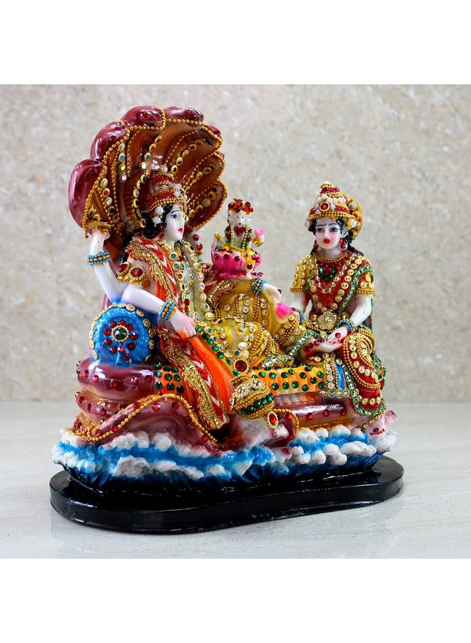 ESPLANADE - Resin Vishnu with Laxmi in Ksheer Sagar - Lakshmi Narayan Murti Idol Statue Sculpture - Pooja Articles - Multicolour - 10" Inches, Idol - Image 3