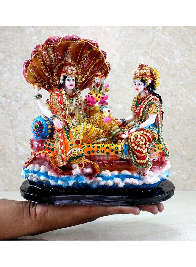ESPLANADE - Resin Vishnu with Laxmi in Ksheer Sagar - Lakshmi Narayan Murti Idol Statue Sculpture - Pooja Articles - Multicolour - 10" Inches, Idol - Image 5