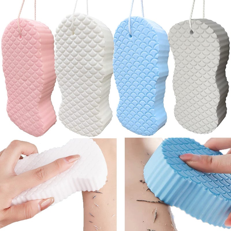 Exfoliating Bath Sponge: 4pcs M Size Ultra-Soft PVA Material - 3D Double-Sided Bump Texture Deeply Exfoliate Quickly for Adult, Baby and Delicate Skin Care in Shower - Image 1