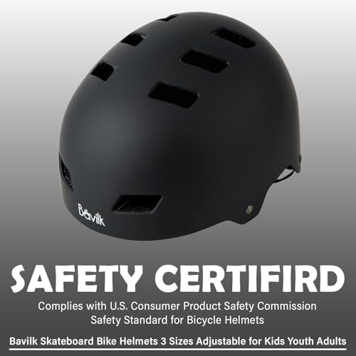 Bavilk Bike Helmet 3 Sizes for Teenager Kids Youth Adults,Bavilk Skateboard Helmet Adjustable Multi-Sport Bicycle Cycling Scooter Roller Skate Inline Skating Rollerblading for Girls Boys Women Men Teen - Image 2