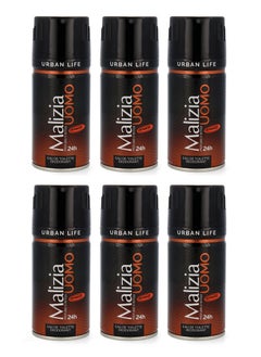 Malizia Malizia Uomo Urban Life Deodorant Body Spray 150ml (Pack of 6)  - Image 1