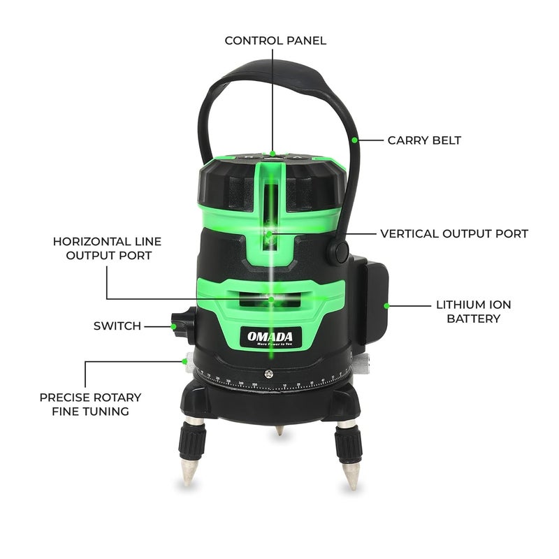 OMADA 5 Line Laser Level Green Cross Line for Construction and Picture Hanging - Image 2