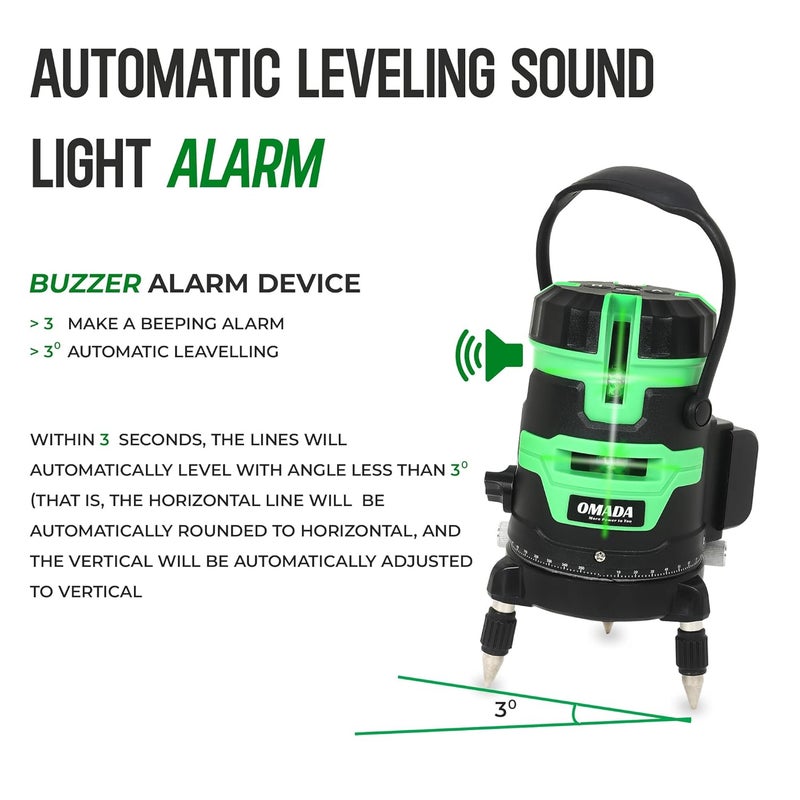 OMADA 5 Line Laser Level Green Cross Line for Construction and Picture Hanging - Image 5