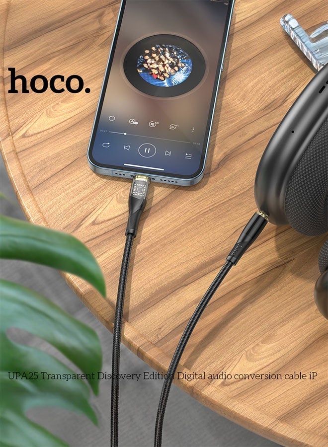 hoco. UPA25 Transparent Discovery Edition Audio Cable – 3.5mm Male to iP Connector for High-Fidelity Music Transfer – Plug & Play, Durable Transparent Design, Universal Compatibility – Black  - Image 5