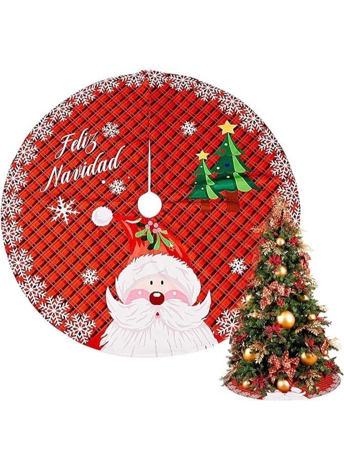 مفرش سجادة قاعدة شجرة احتفالي باللون الأحمر الفاخرغطاء أرضي دائري بنقوش مبهجة لتنسيق الهدايا وتزيين ركن المنزل FO (80) - Image 3