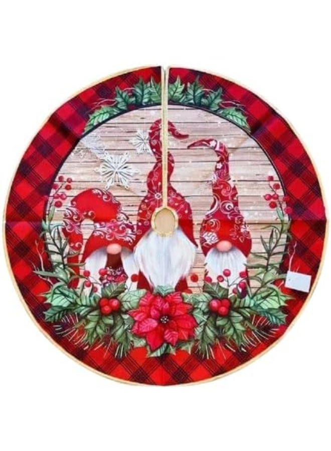 مفرش سجادة قاعدة شجرة احتفالي باللون الأحمر الفاخرغطاء أرضي دائري بنقوش مبهجة لتنسيق الهدايا وتزيين ركن المنزل FO (80) - Image 4