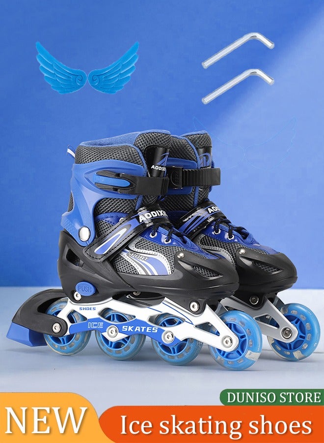 Kids Roller Skates Shoes, Inline Skates Adjustable Size Roller Skate with LED Illuminating Light Up Wheels Roller Blade Single Row Flashing Skate Shoes Outdoor Indoor Roller Boots for Children Teens Youth Beginner Sport  - Image 1