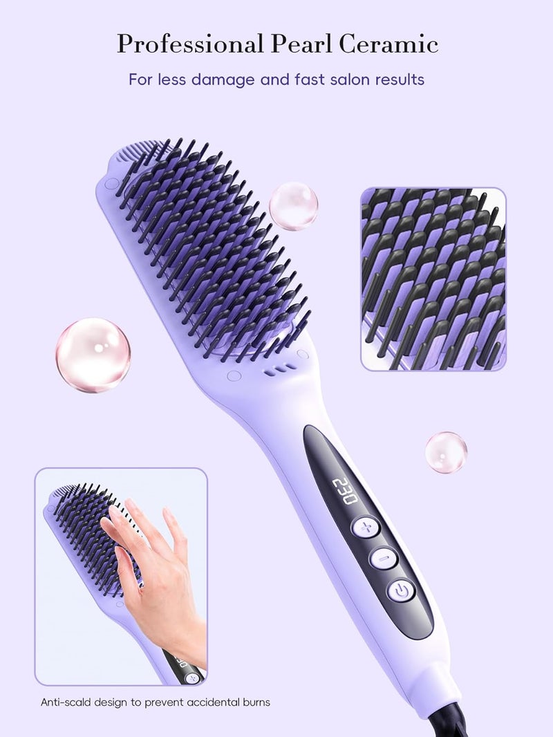 LANDOT Ceramic Straightening Brush Hair Straightener Brush: Electric Straightening Brush for Hair Straightening with Ceramic Heating Technology and Ioniser - 120-230°C Digital Display, Heats Up in 30s - Image 3