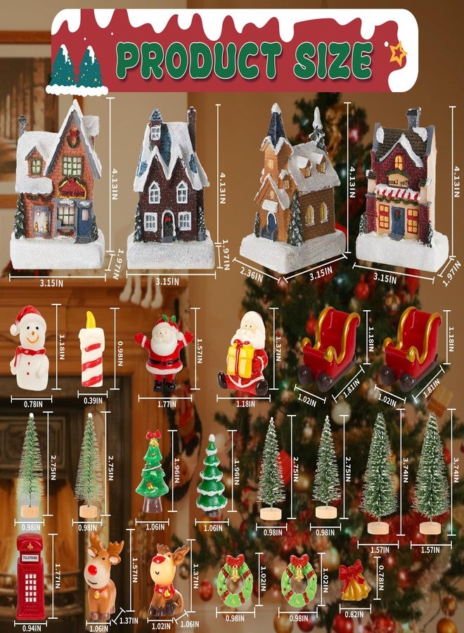 مجموعة قرية عيد الميلاد من JOYOFXMAS، 24 قطعة، بيوت قرية عيد الميلاد بإضاءة LED، مجموعات بناء مجسمات مشهد مدينة عيد الميلاد، مجموعة مباني ديكور منزلي لعيد الميلاد - Image 2