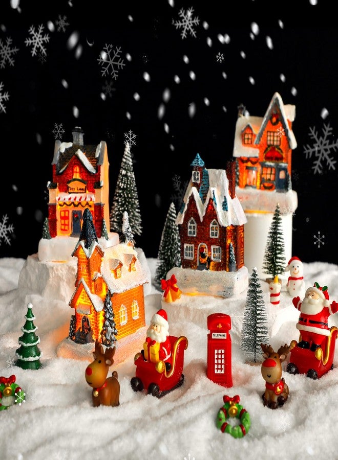 مجموعة قرية عيد الميلاد من JOYOFXMAS، 24 قطعة، بيوت قرية عيد الميلاد بإضاءة LED، مجموعات بناء مجسمات مشهد مدينة عيد الميلاد، مجموعة مباني ديكور منزلي لعيد الميلاد - Image 3