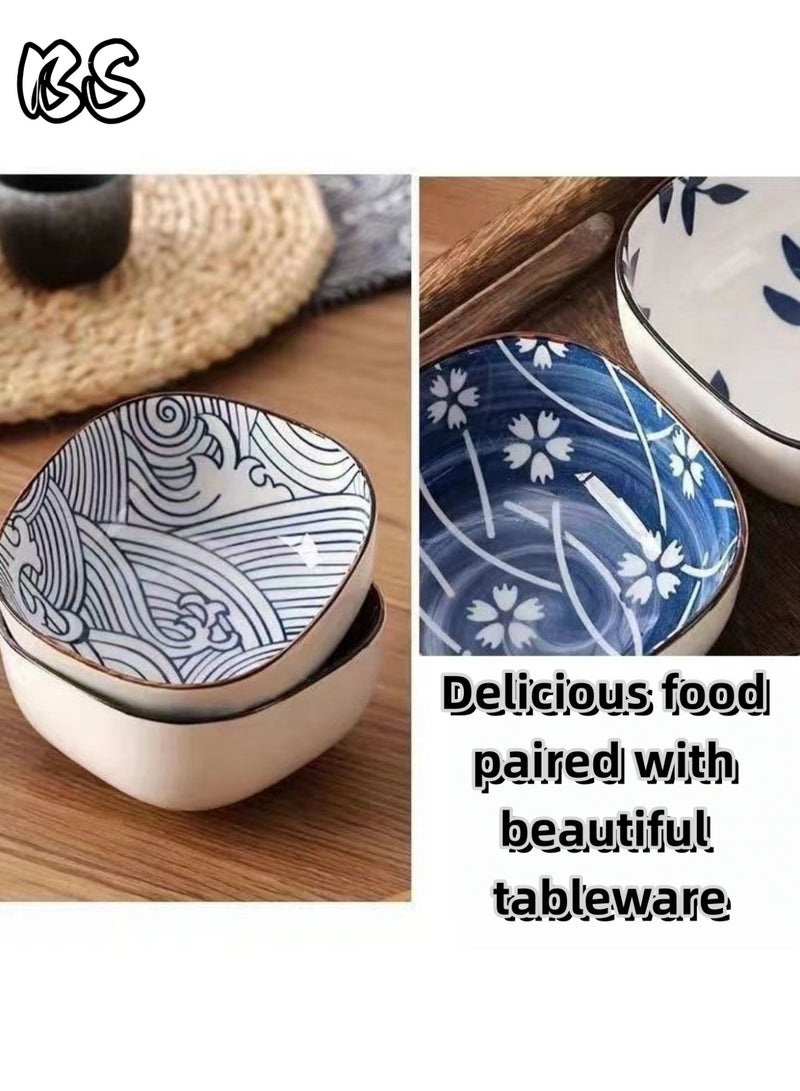 BS Ceramic Dessert Plates Set 6PCS Dipping Bowls Vintage Japanese Ceramic Sauce Dish Set Party Serving Appetizer Platter Candy Bowl Ramadan Gift Lead-Free Glaze and Dishwasher Safe - Image 5
